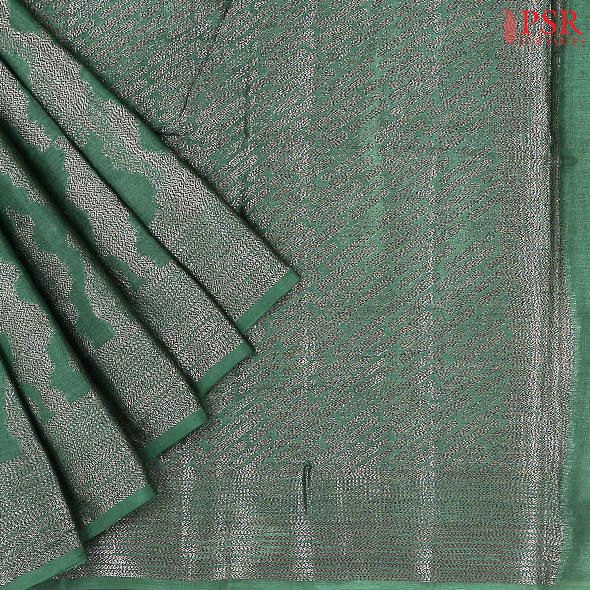 Dark Green Banaras Tussar Silk Saree