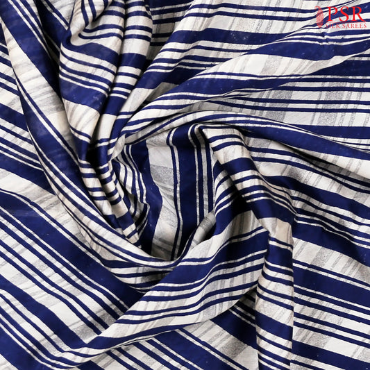 Light Grey & Dark Blue Chanderi Silk Cotton Saree