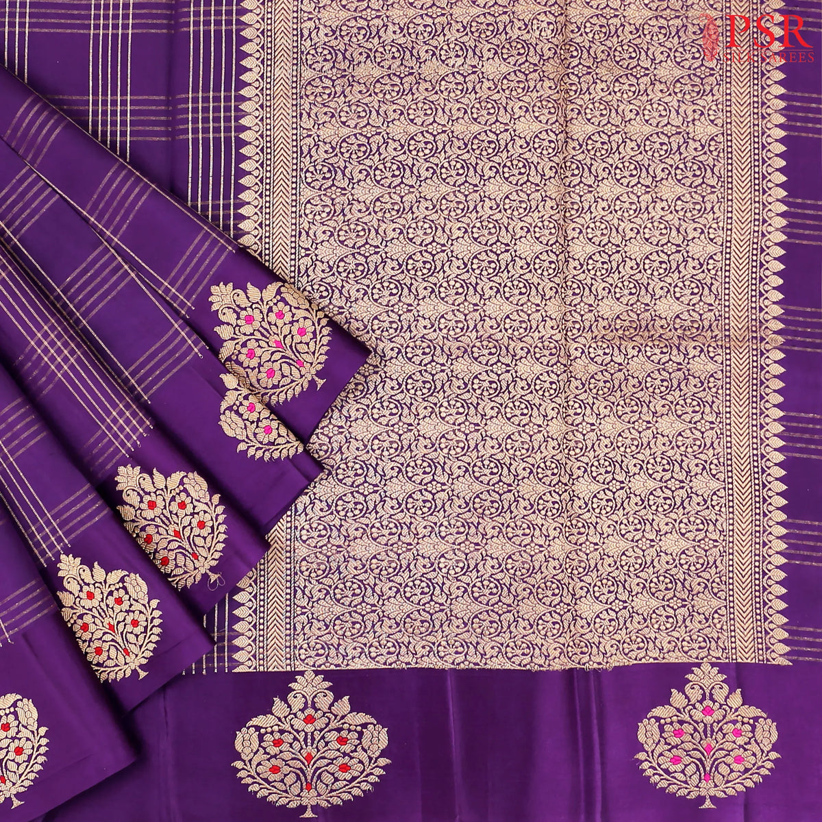 Violet Banaras Silk Saree