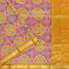 Marigold Orange Soft Patola Silk Cotton Dress Material