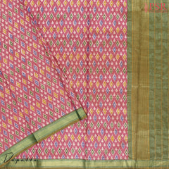 Green Soft Patola Semi Silk Dress Material