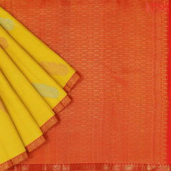 Amber Yellow Kanchipuram Silk Saree