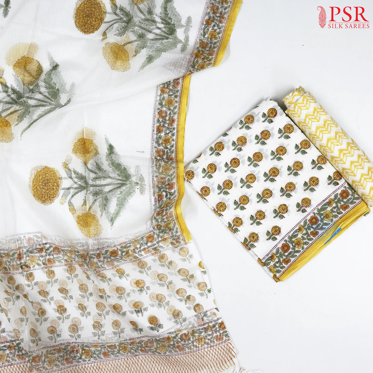 Off White Cotton Dress Material