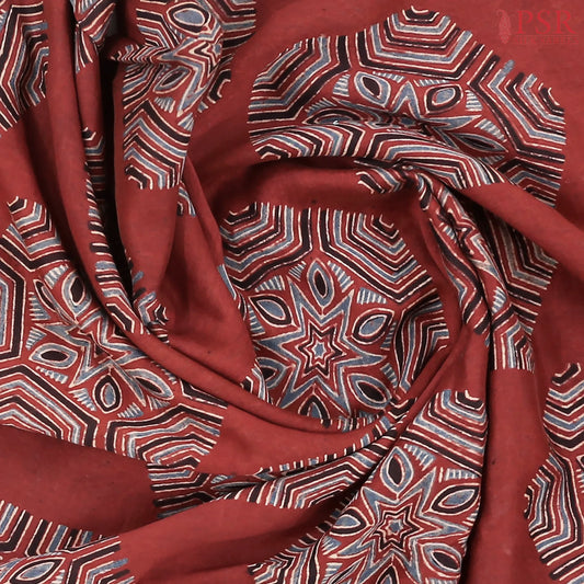 Antique Red Jaipur Cotton Printed Saree