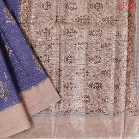 Dark Indigo Banaras Tussar Silk Saree