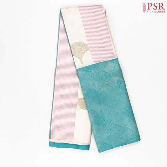 Off White Kanchipuram Silk Saree