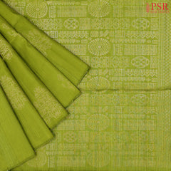 Pear Green Jute Soft Silk Saree