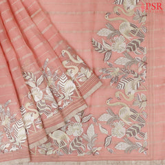 Candlelight Peach Organza Embroidery Saree