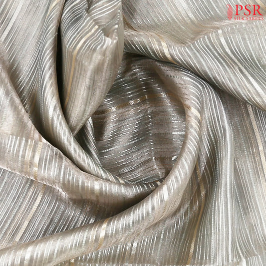 Grey Banaras Kora Organza Saree