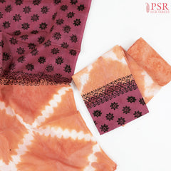 Salmon Peach Cotton Dress Material