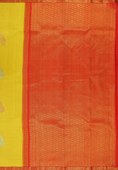 Amber Yellow Kanchipuram Silk Saree
