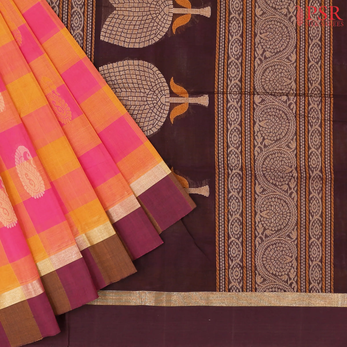 Pink & Mustard Kovai Cotton Saree