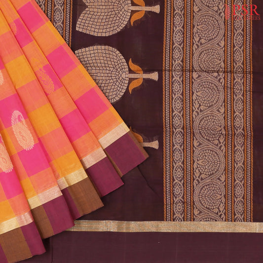 Pink & Mustard Kovai Cotton Saree