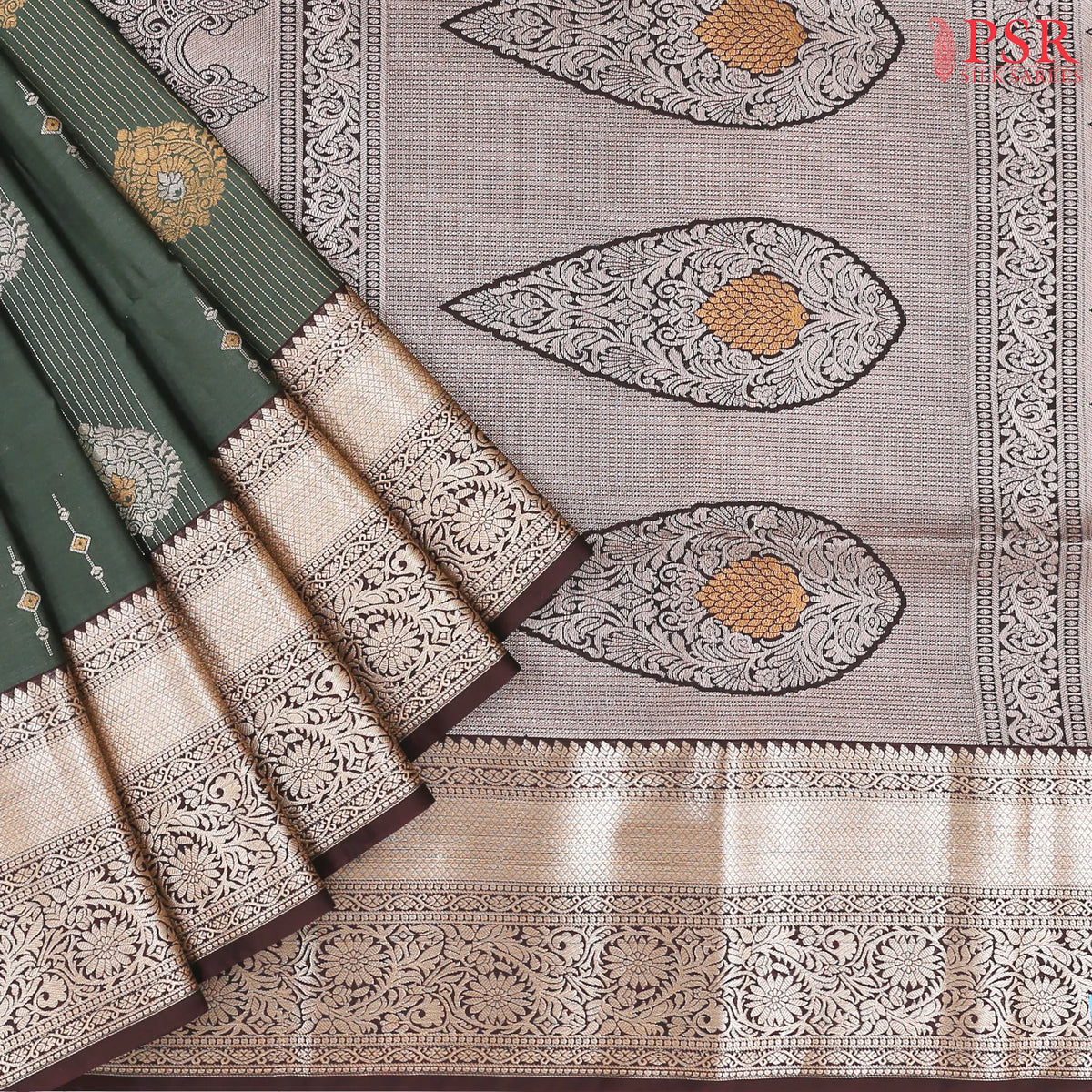 Dark Slate Moss Green Soft Art Silk Saree