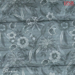 Steel Grey Printed Silk Saree
