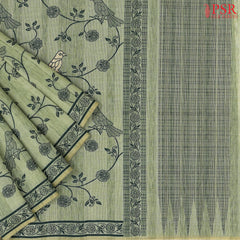 Asparagus Green Ghicha Cotton Saree