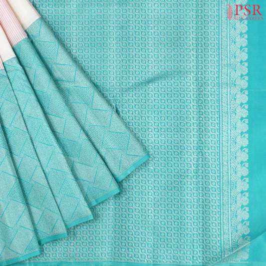 Off White Kanchipuram Silk Saree