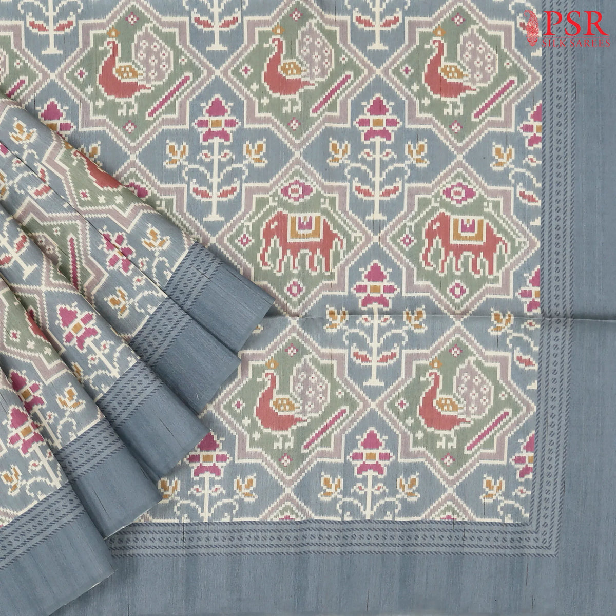 Pewter Grey Semi Tussar Saree