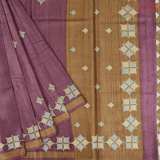 Tyrian Purple Kadhi Tussar Silk Saree