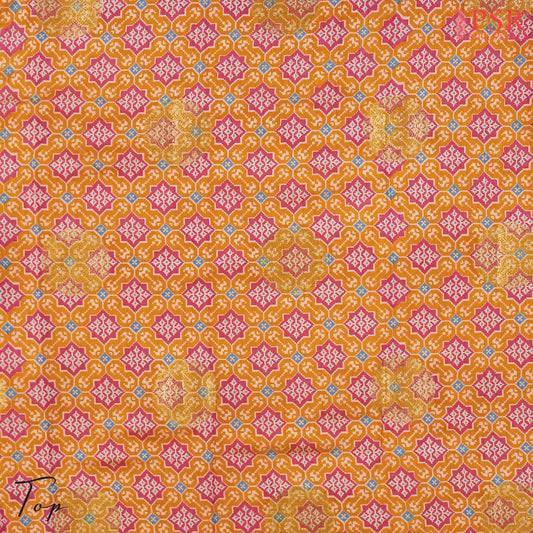 Orange Soft Patola Semi Silk Dress Material