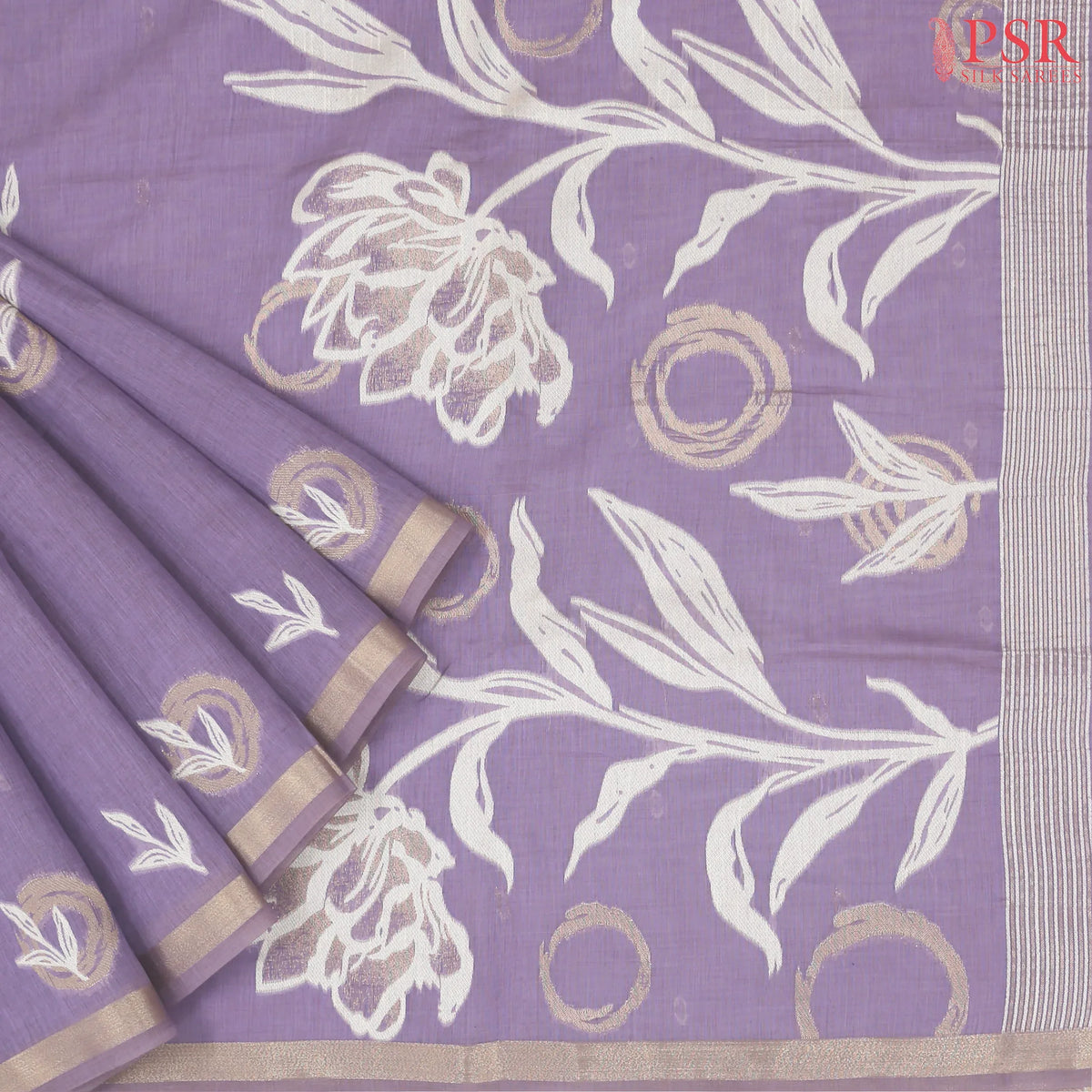 Lavender Ghicha Cotton Saree