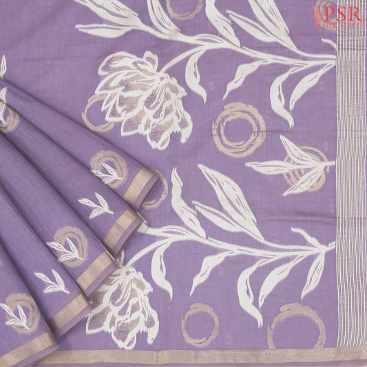Lavender Ghicha Cotton Saree