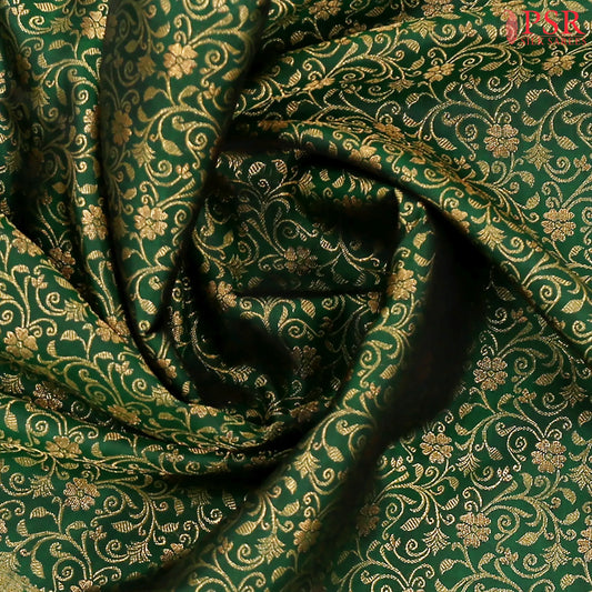 Dark Green Kanchipuram Jacquard Silk Saree