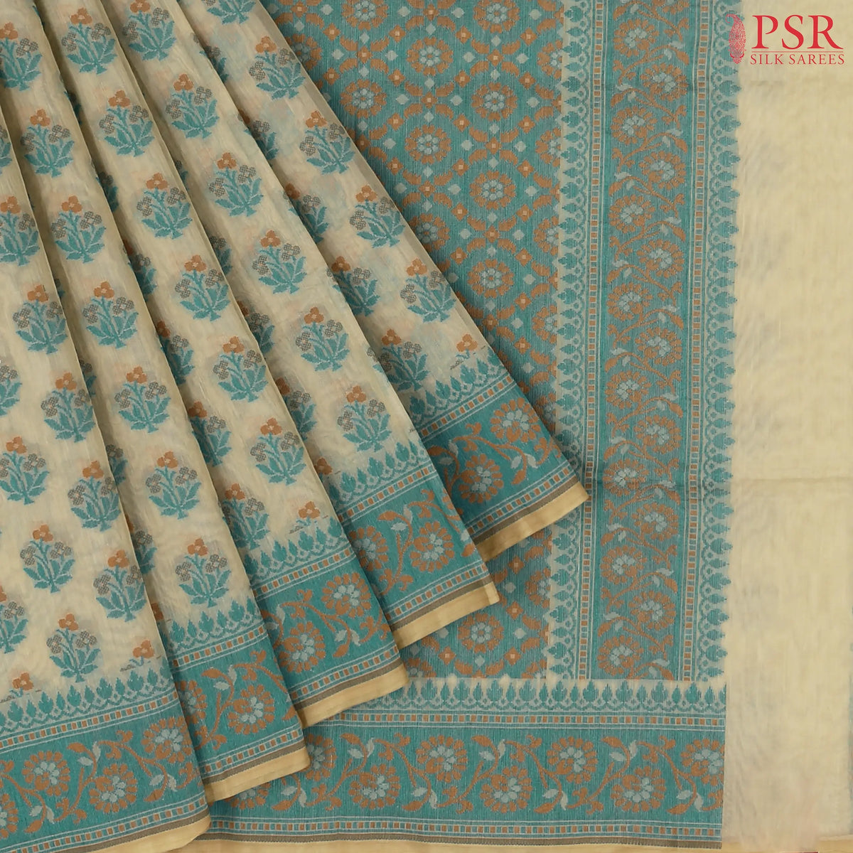 Beige Banaras Silk Cotton Saree