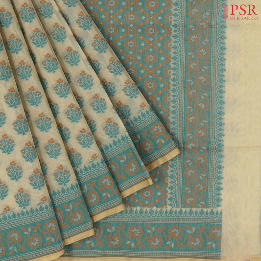 Beige Banaras Silk Cotton Saree