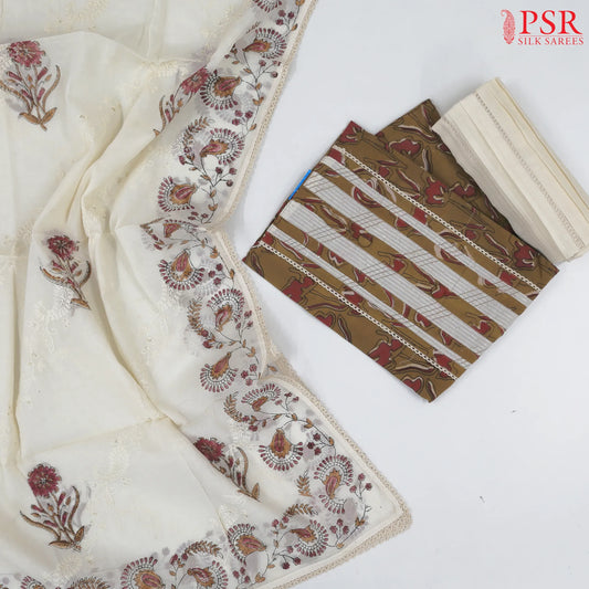 Mustard Brown Cotton Dress Material