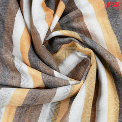 White & Mustard Linen Saree