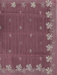 Dark Mauve Kosa Embroidery Saree
