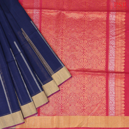 Navy Blue Silk Cotton Saree