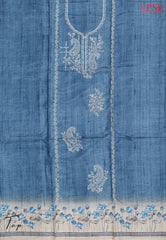 Moroccan Blue Semi Tassar Dress Material
