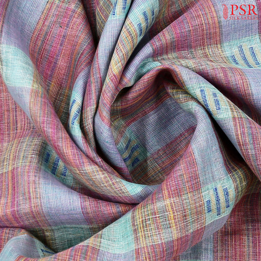 Light Blue & Pink Linen Saree