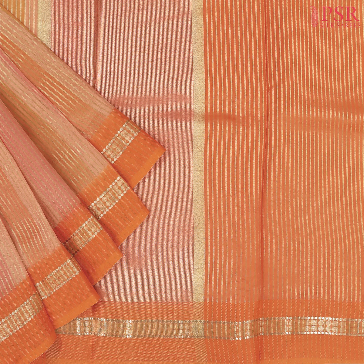 Orange Semi Chiniya Saree
