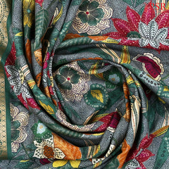 Steel Grey Printed Silk Saree