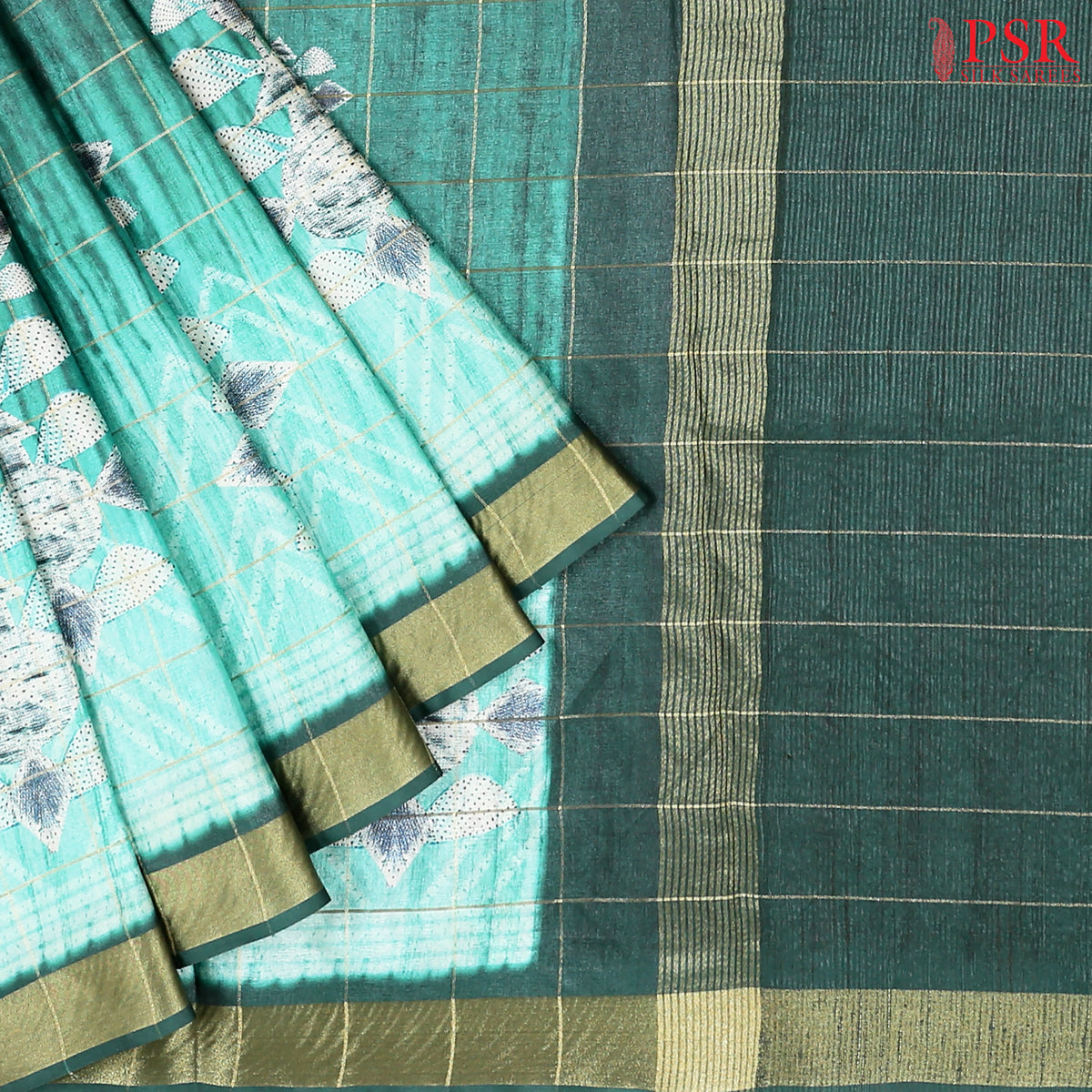 Dark Green Semi Tussar Saree