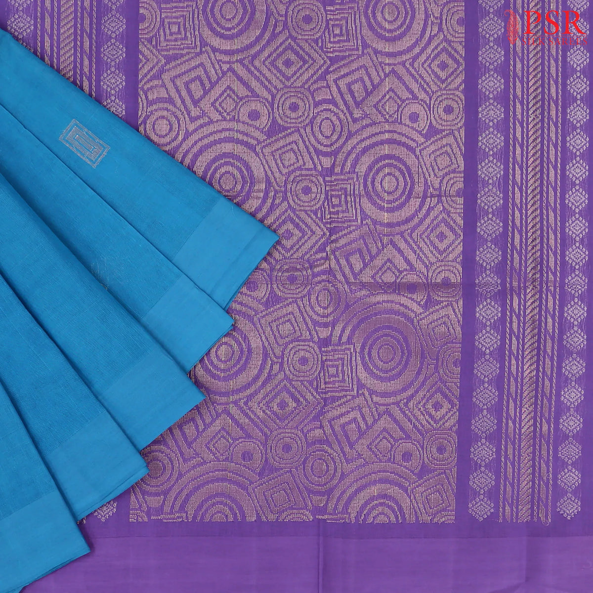 Cerulean Blue Kovai Cotton Saree