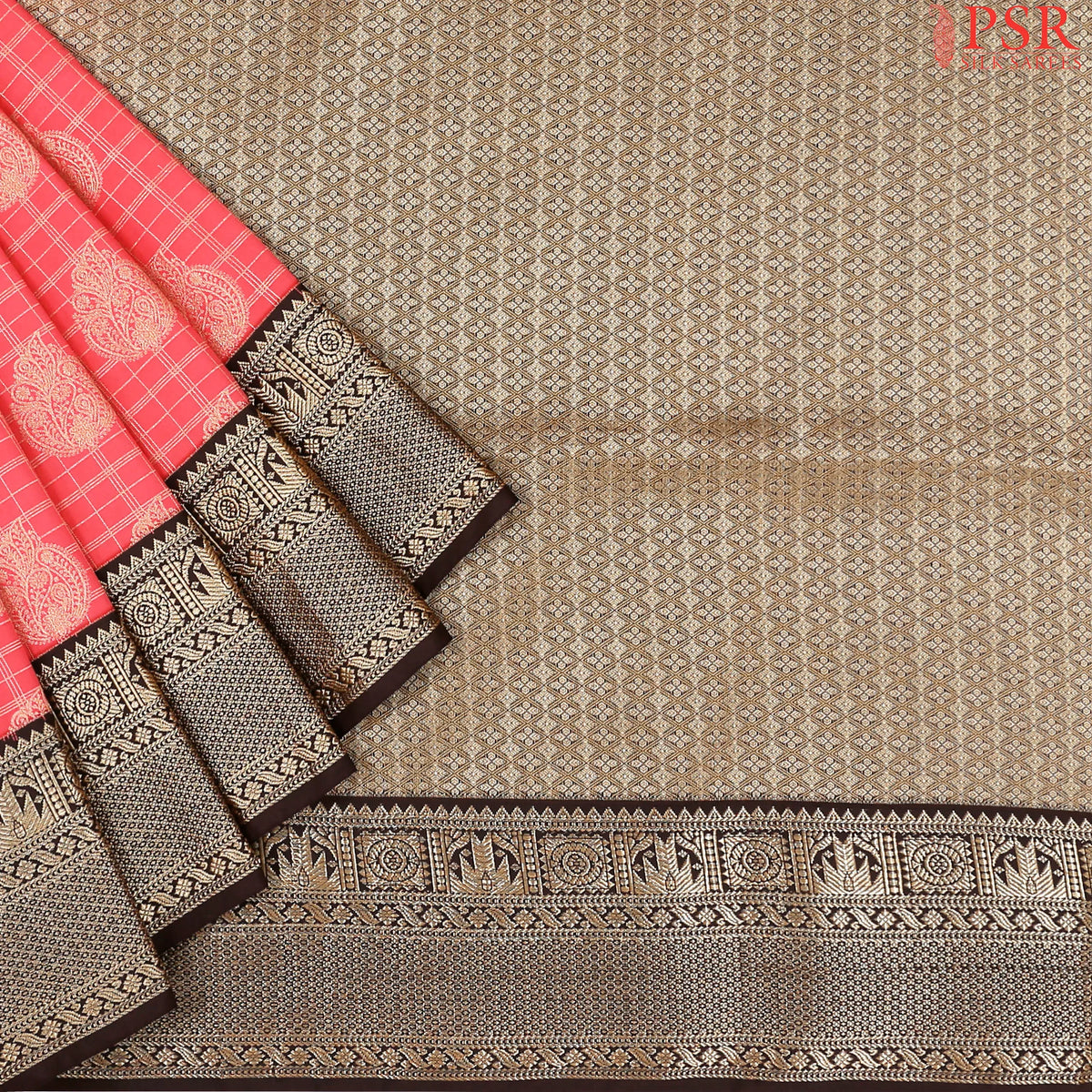 Coral Pink Soft Art Silk Saree