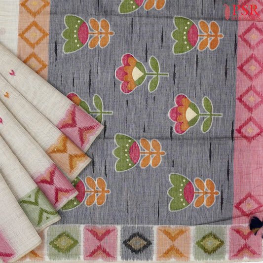 Beige Ghicha Cotton Saree