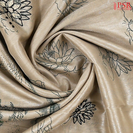 Beige Semi Dupion Saree