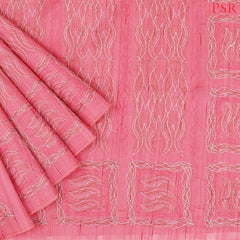 Flamingo Pink Kosa Embroidery Saree