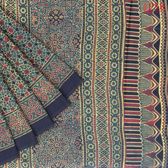 Dark Green Jaipur Cotton Printed Saree