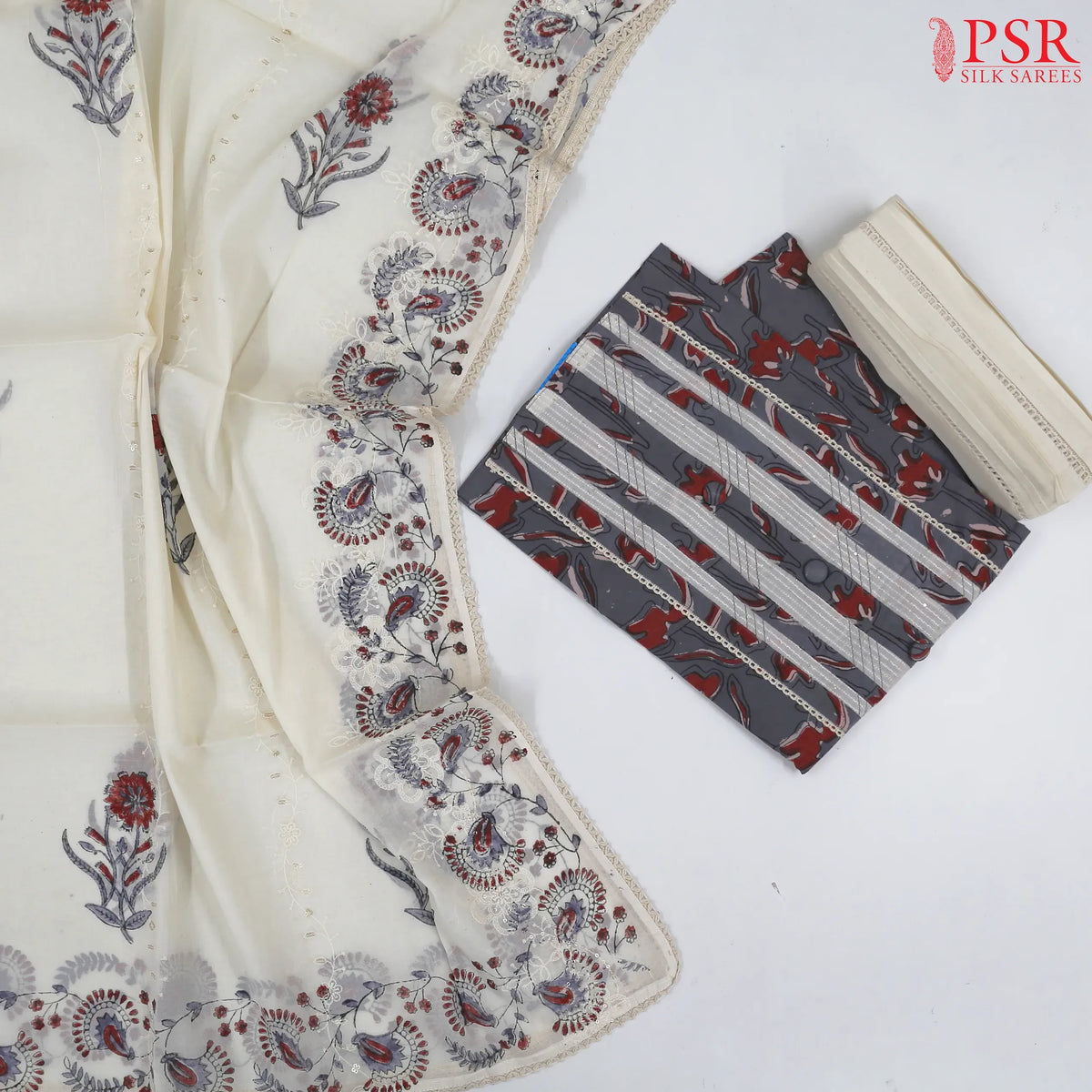 Grey Cotton Dress Material