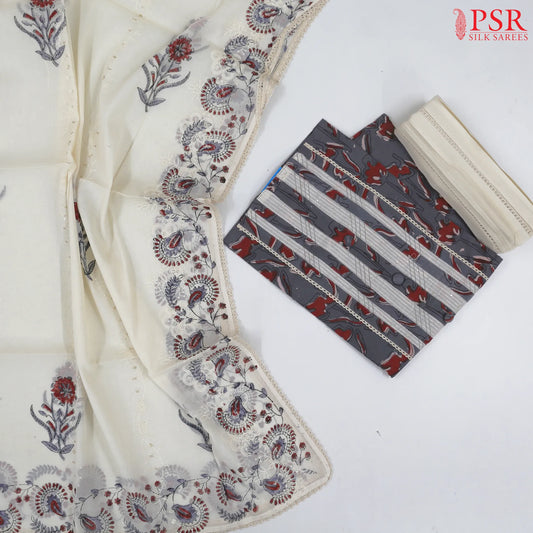 Grey Cotton Dress Material