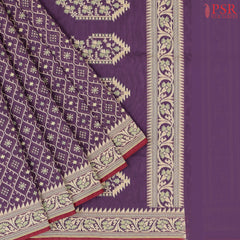 Dark Lilac Purple Banaras Silk Cotton Saree