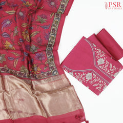 Dark Pink Silk Cotton Dress Material