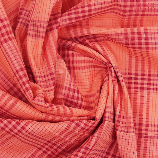 Peach Orange Mangalagiri Cotton Saree