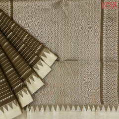 Dark Bronze Olive Semi Silk Cotton Saree